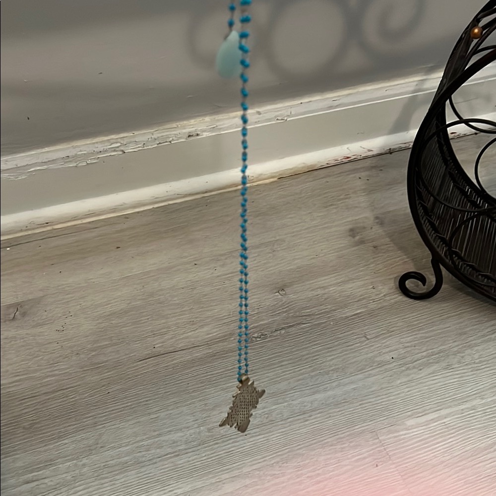 Blue Beaded Necklace with Silver Pendant